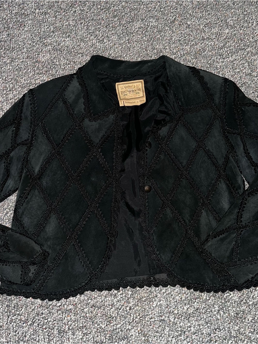 Vintage Double D Ranch Black Embroidered Suede Jacket